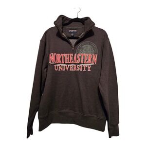 Vtg Jansport 1/4 Zip Northeastern University Sweatshirt Medium Gray Red College